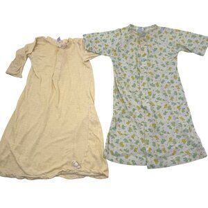 Vtg Baby Aristocrat Yellow & Carters Green Floral Baby Gowns 0-6M Sleepers